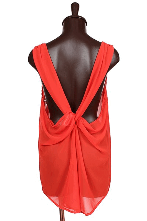 Chiffon Solid Top With Back Detail